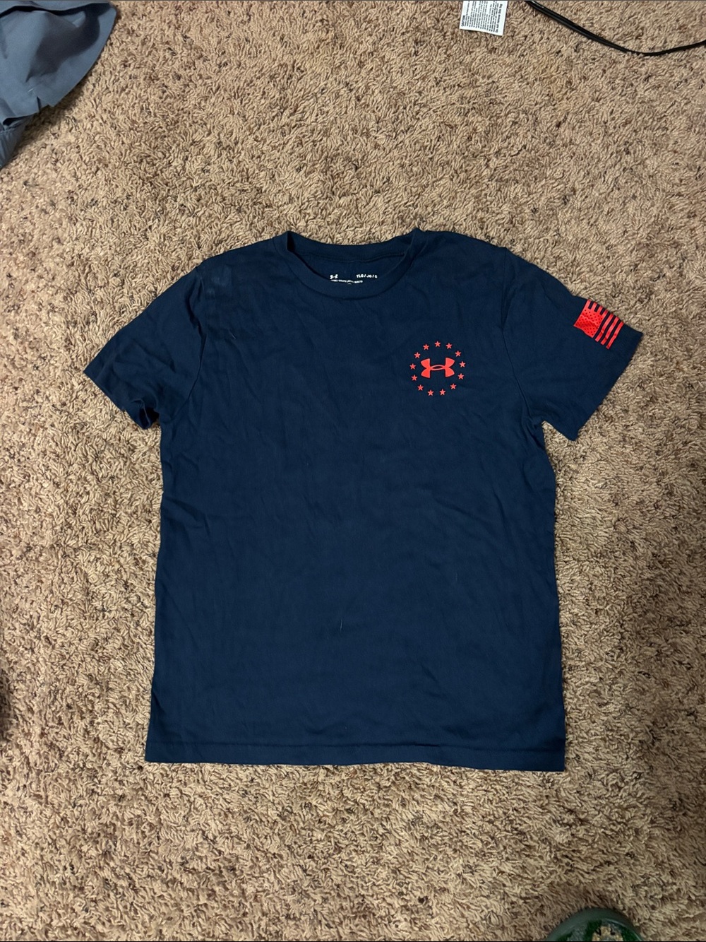 Under Armour Navy Blue Short Sleeve Tee with Red Logo